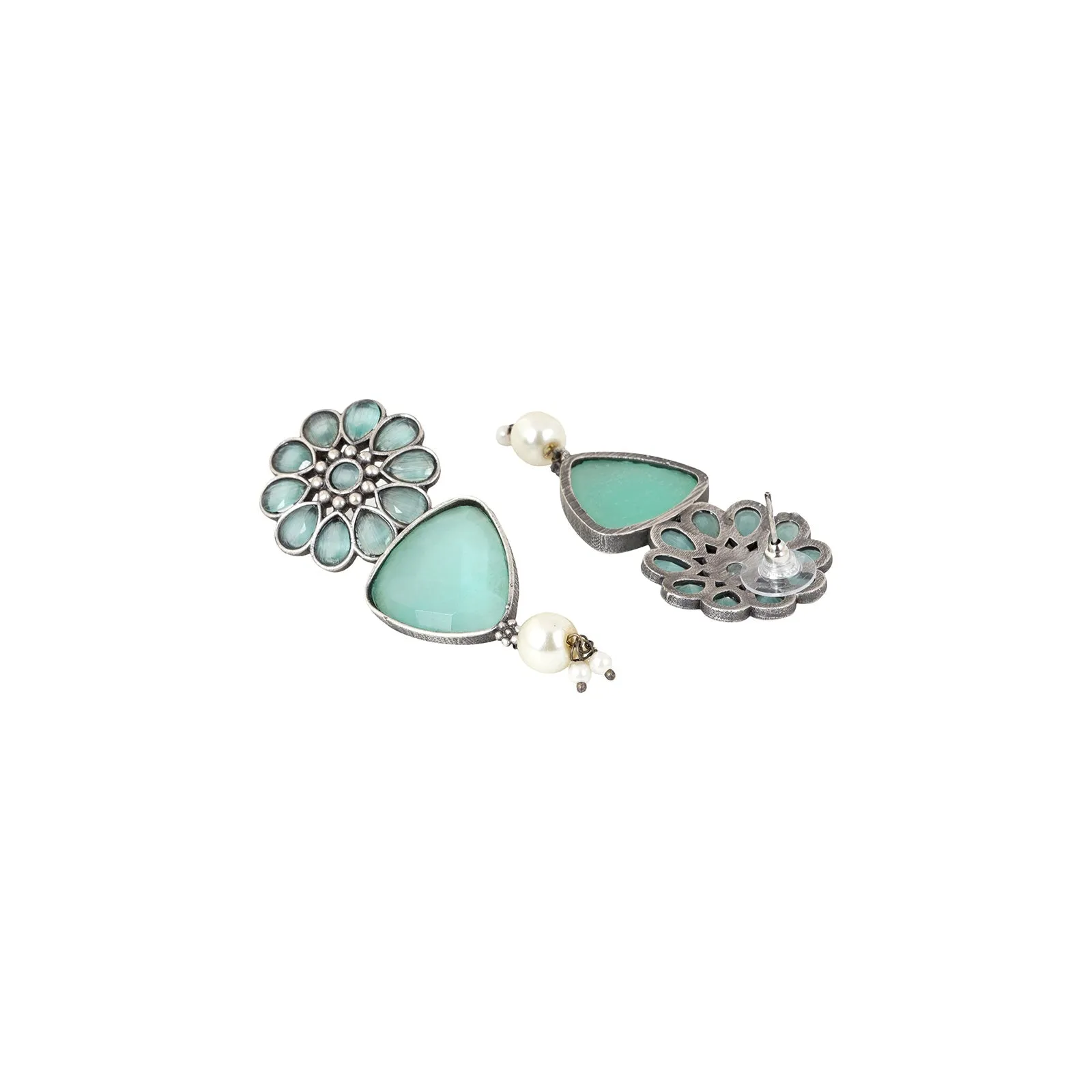 Teejh Ashikaa Green Silver Oxidised Earring