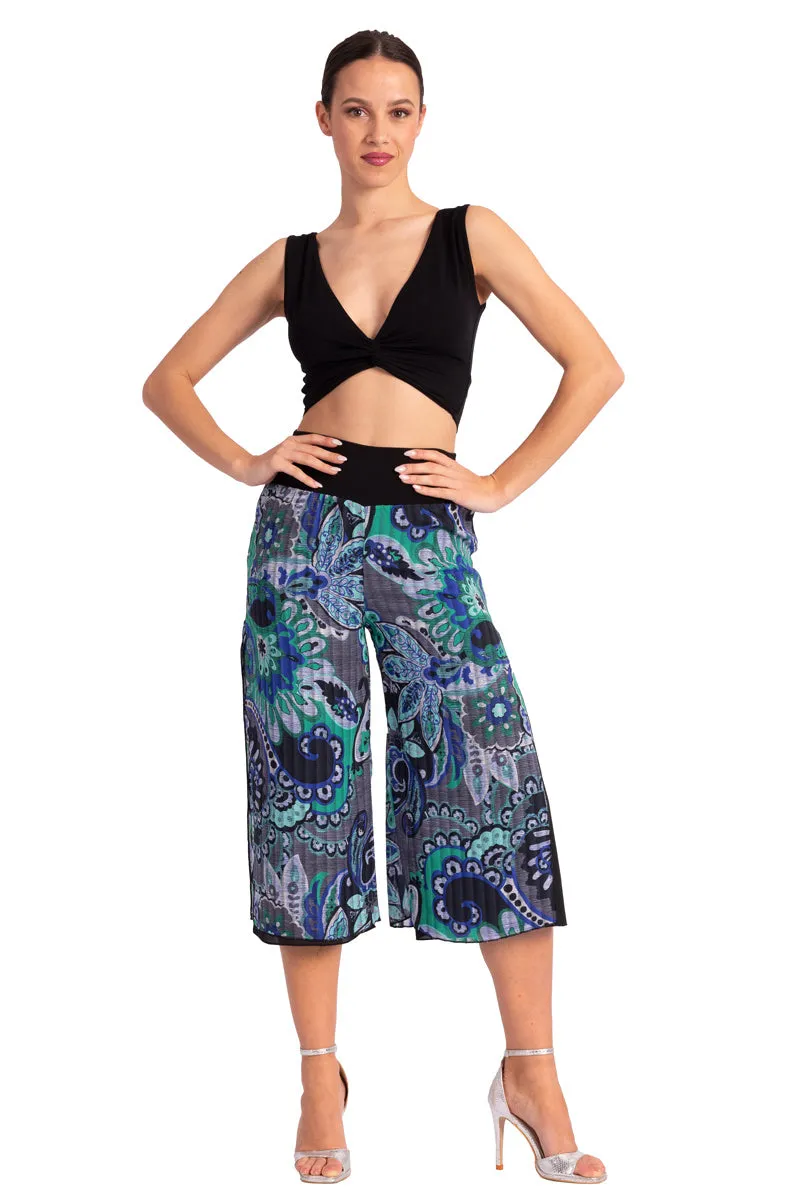 Two-layer Printed Georgette Cropped Culottes