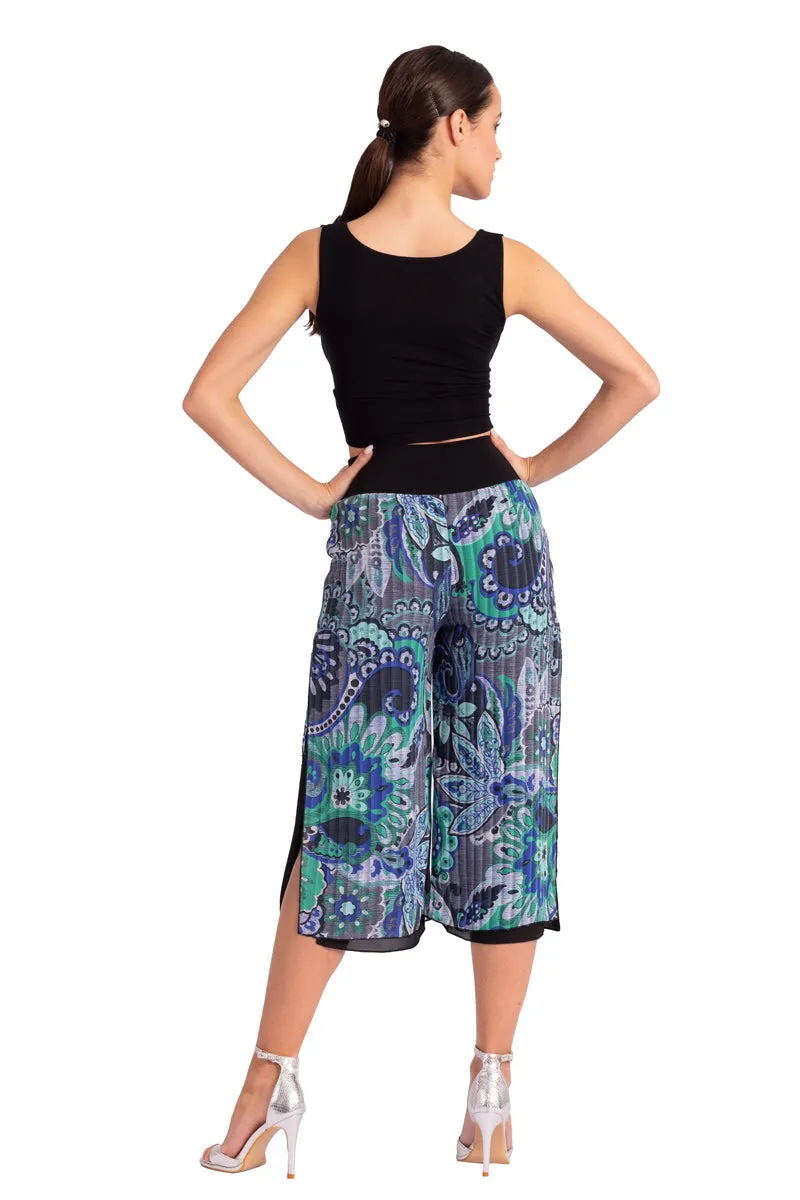 Two-layer Printed Georgette Cropped Culottes