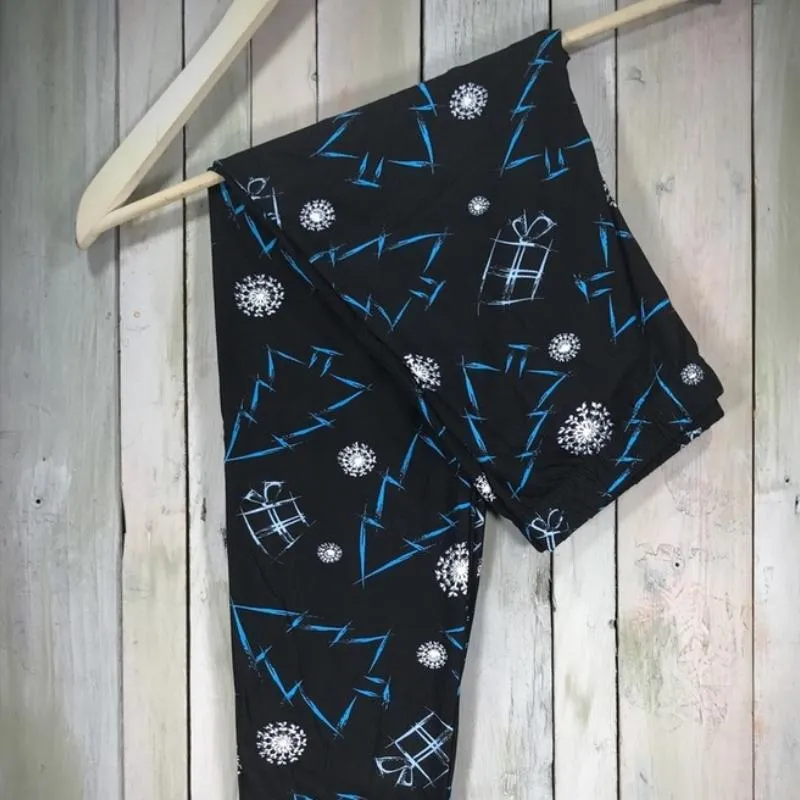 Wicked Soft Blue Blue Christmas OS Leggings