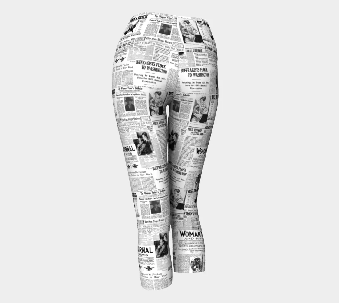 Woman's Suffrage Headlines Yoga Capris