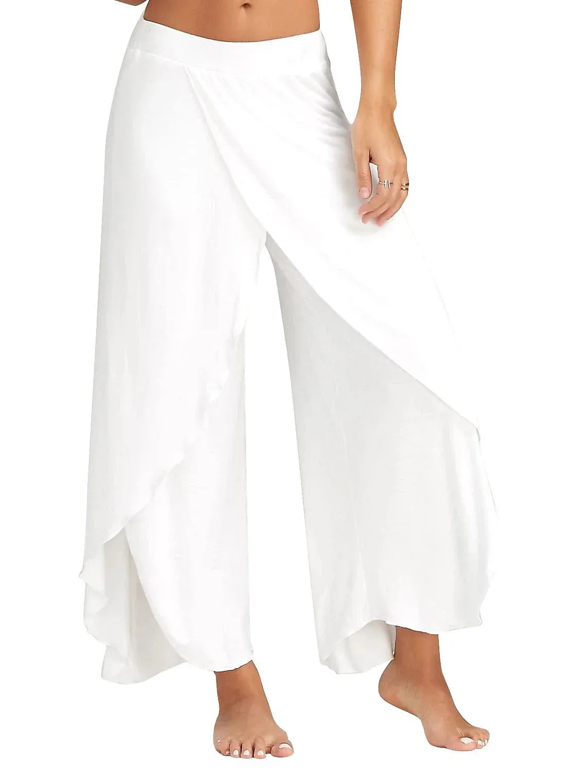 Ruffled Layer Women's Wide Leg Chinos Culottes