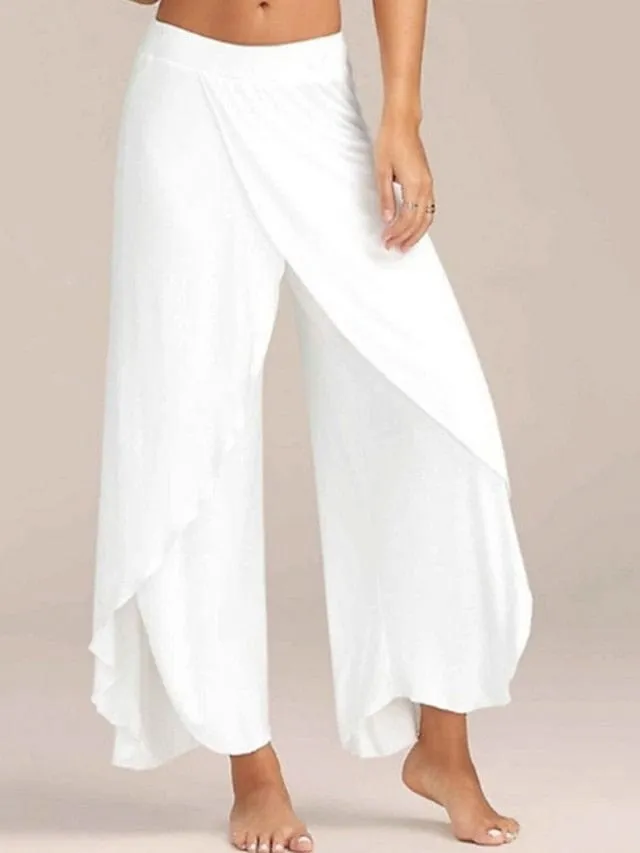 Ruffled Layer Women's Wide Leg Chinos Culottes