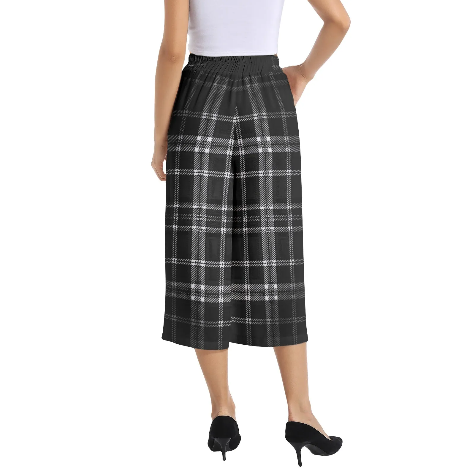 Yahuah-Tree of Life 02-04   Digital Plaid 01-06A Designer Elastic Waist Wide Leg Capris